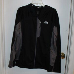 The North Face Soft Shell Hooded Zip Up Anorak Jacket Black Gray Mens L/G